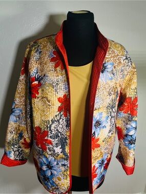Alfred Dunner Jacket & Ruby Rd Camisole Set Women’s  14P  Large Floral Quilt.